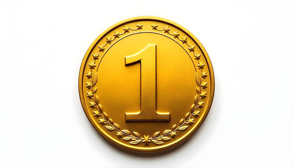 1 gold coin isolated on white background