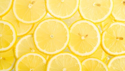 Vibrant display of fresh lemon slices creating a visually appealing pattern