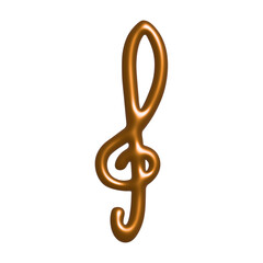 Fototapeta premium 3d treble clef. Hand drawn musical symbol. Single element for print, web, design, decor, logo
