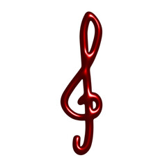 Fototapeta premium 3d treble clef. Hand drawn musical symbol. Single element for print, web, design, decor, logo