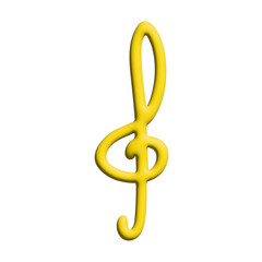 Fototapeta premium 3d treble clef. Hand drawn musical symbol. Single element for print, web, design, decor, logo