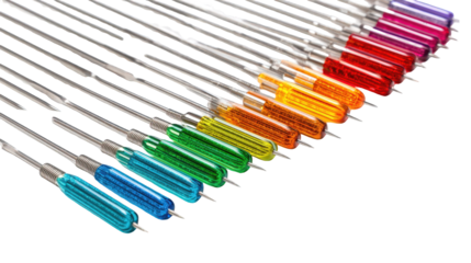 Colorful Set of Screwdrivers on Transparent Background