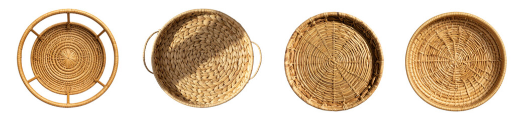 Wicker straw stand isolated on transparent background. 