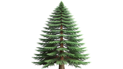 3d illustration of a tall, green fir tree isolated on a transparent background, showcasing its dense foliage and conical shape