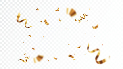 Beautiful falling gold confetti and ribbon backgrounds