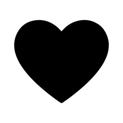 Simple black heart silhouette icon isolated on a white background.