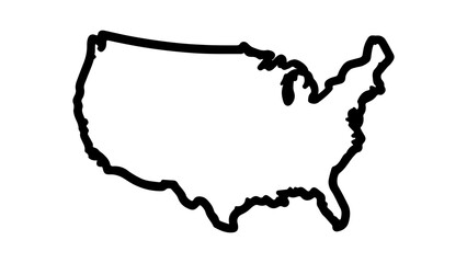 Simple black line sketch of the USA map outline.
