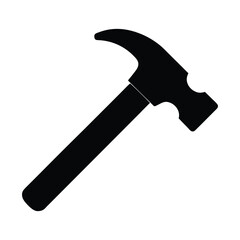 Classic claw hammer silhouette icon represents construction repair tools and diy projects