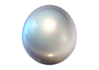 3d illustration of a single, luminous, iridescent pearl isolated on transparent background, symbolizing purity, elegance, and luxury