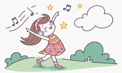girl dancing in the park with flowers