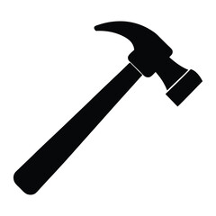 Black silhouette of a claw hammer tool ready for renovation construction and diy projects