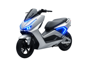 Sleek electric scooter isolated on transparent background, highlighting its modern design, energy efficiency, and ecofriendly transportation solution for urban mobility