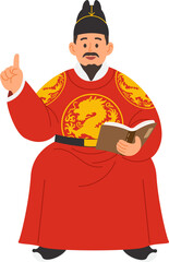 King Sejong Reading a Book Illustration for Hangul Day