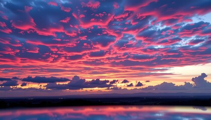 Fototapeta premium Colorful Sunset with Reflective Cloudscape