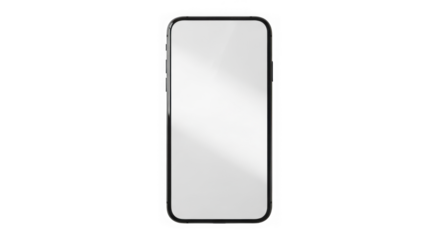 A modern smartphone with a blank screen, casting a shadow on a white surface with light streaks