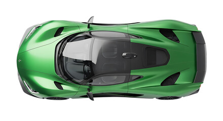 Fototapeta premium Green sports car isolated on transparent background