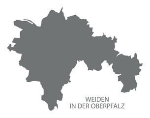 Fototapeta premium Weiden in der Oberpfalz city map with boroughs grey illustration silhouette shape