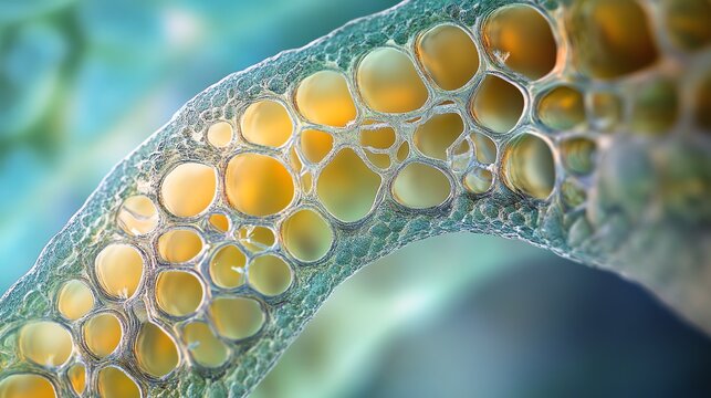 Detailed cross-section of a plant stem showcasing xylem and phloem tissues in ultra HD clarity for educational purposes.