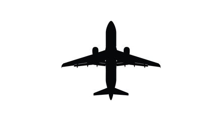 aerial view of airplane silhouette against white background