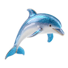 Fototapeta premium A vibrant, glittering blue dolphin joyfully leaps through the air.