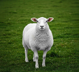 Fototapeta premium Cute sheep isolated on white. Farm animal ai generated image 