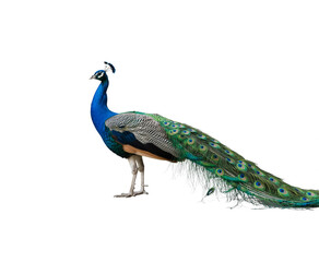 Obraz premium Indian peacock on white background ai generated image 