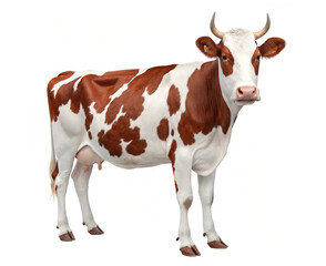 Brown and white cow isolated on white ai generated image 
