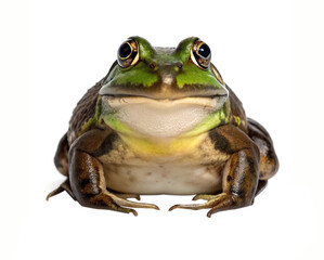 Obraz premium Green water frog isolated on white background close-up view ai generated image 