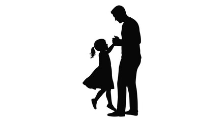 a father and daughter silhouette dancing together joyfully