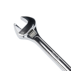 Highly Detailed Chrome Wrench Isolated on Pure White Background