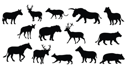 various animal silhouettes including deer bear and wolf shapes