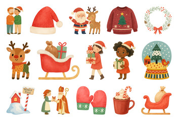 Obraz premium PNG Festive holiday illustrations for Christmas, element set on transparent background