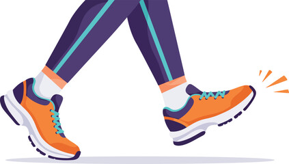 runner s legs in motion wearing bright orange shoes