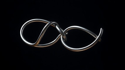 An abstract metallic sculpture symbolizing partnership, highlighted with studio lighting on a dark background.