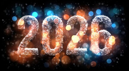 Sparkling lights and colors create a festive atmosphere celebrating the year 2026