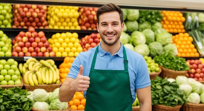Friendly Grocery Store Employee.