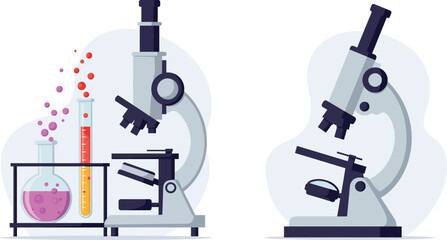 scientific equipment including microscopes and test tubes in laboratory