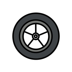 Obraz premium Modern Simple Flat Car Wheel With Tire Automotive Industry Design