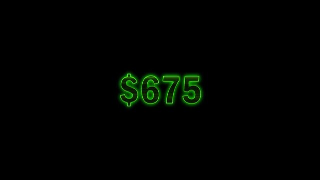 Animated Number Counter from 0 to 1600 Dollars. Money Counting Dollar Animation on Black Background for Business and Investment.