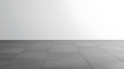 Fototapeta premium White Wall Gray Tiled Floor gray floor interior