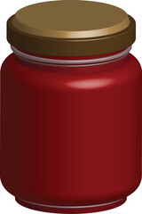 Homemade red berry jam in a jar with a gold lid ready for breakfast, a sweet treat, or gift giving
