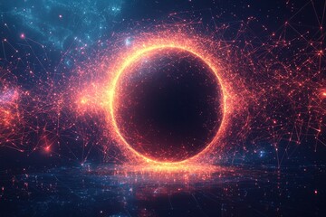 Glowing Illuminated Circle in a Dark Futuristic Abstract Digital Background