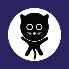 Vector illustration of a black cat jumping with a full moon for animal or halloween theme design elements