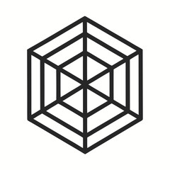 Cube Network Geometric Outline Logo Design