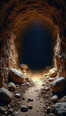 Dark, damp cave floor, textured with clay, rocks, and mineral deposits A sense of mystery and age pervades the scene Ideal for backgrounds, textures, and geological studies , rough, karst