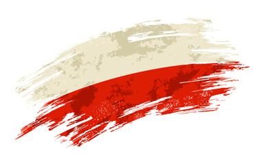 Polish flag grunge brushstroke texture background. Vector illustration.