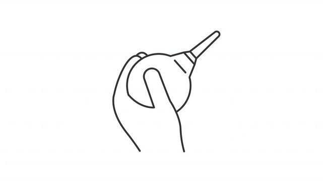 Animated enema line icon. Rectal administration of fluid by injection animation. Medical equipment for treatment procedures. Outline element on white background. HD video with alpha channel