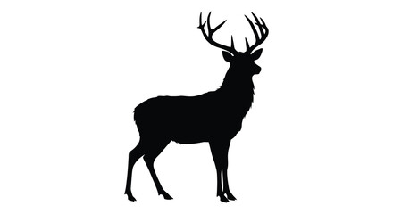 a majestic deer silhouette standing tall with intricate antlers © Kuntol02