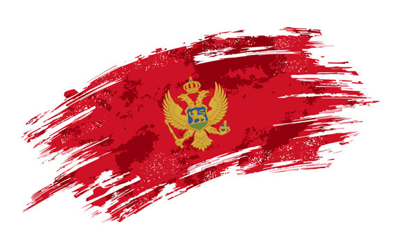Montenegro flag grunge brushstroke texture background. Vector illustration.