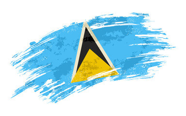 Saint Lucia flag grunge brushstroke texture background. Vector illustration.